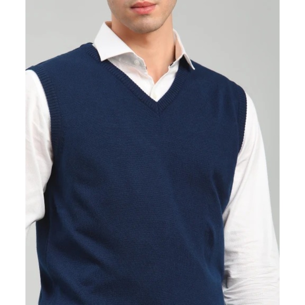 Van Heusen Men's Lightweight V‑Neck Sweater Vest Blue large Sleeveless Knit